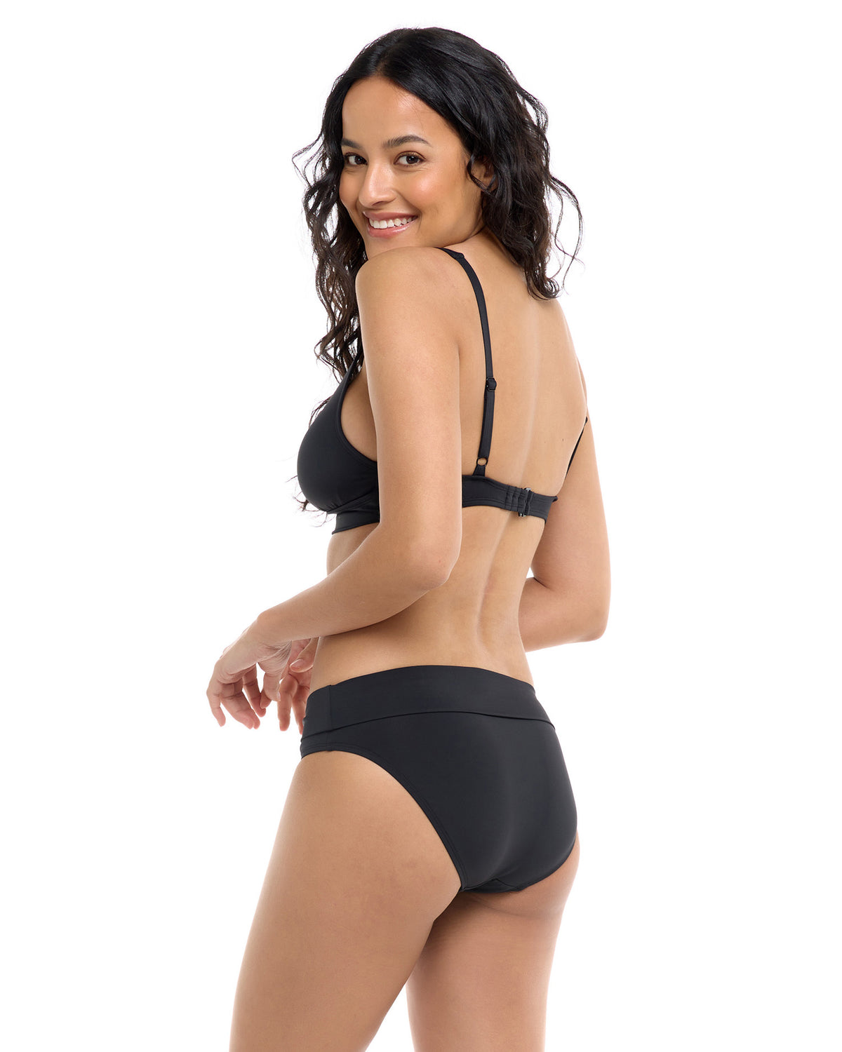 Mid Waist Fold Over Bottom - BLACK